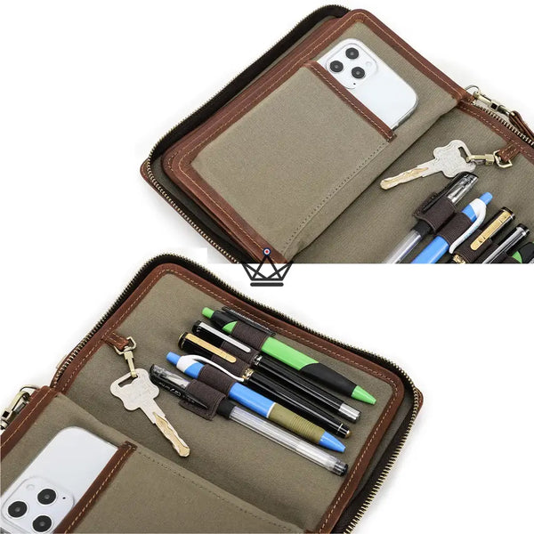 Organiseur de luxe en cuir - Voyageur Clutch (personnalisable) -  - porte-carte personnalisable - Cadeau, Noël, Anniversaire, Original, Fête des pères, fête des mères - Atelier Atypique
