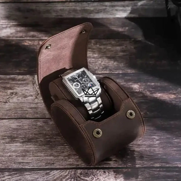 Etui de voyage pour montre automatique en cuir - TimeGuardian (personnalisable) -  - etui montre personnalisable - Cadeau, Noël, Anniversaire, Original - Atelier Atypique
