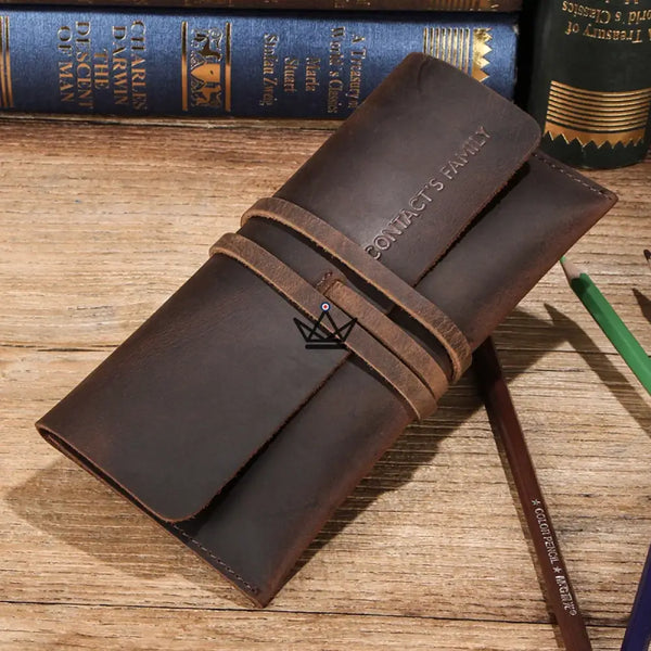 Étui personnalisable en cuir pour stylos et crayons – Voyageur Spool - [] - trousse personnalisable - Cadeau, Noël, Anniversaire, Original, Fête des pères, fête des mères - Atelier Atypique