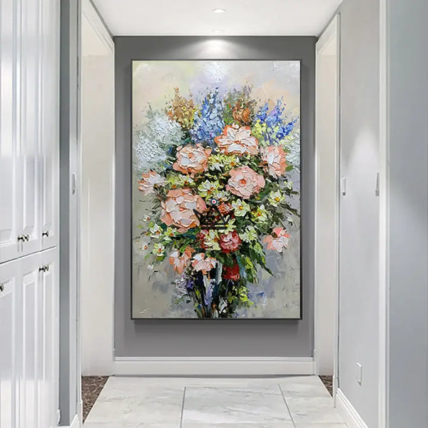 Peinture à l'huile sur toile XXL - Éclat Floral -  - toile - Cadeau, Noël, Anniversaire, Original, Fête des pères, fête des mères - Atelier Atypique