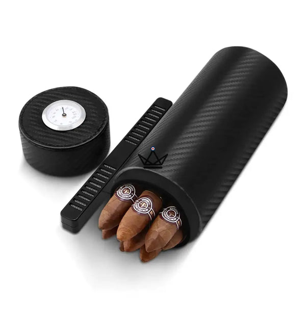 Cave à cigare Cylindre - ORBAL CARBON -  - etui cigare - Cadeau, Noël, Anniversaire, Original - Atelier Atypique
