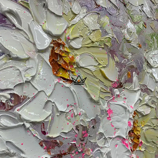 Peinture à l'huile sur toile XXL - Éclat Floral -  - toile - Cadeau, Noël, Anniversaire, Original, Fête des pères, fête des mères - Atelier Atypique