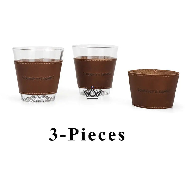 Manchette en cuir personnalisable pour verre à whisky - Voyageur Sleeve - [] - manchette a verre personnalisable - Cadeau, Noël, Anniversaire, Original, Fête des pères, fête des mères - Atelier Atypique
