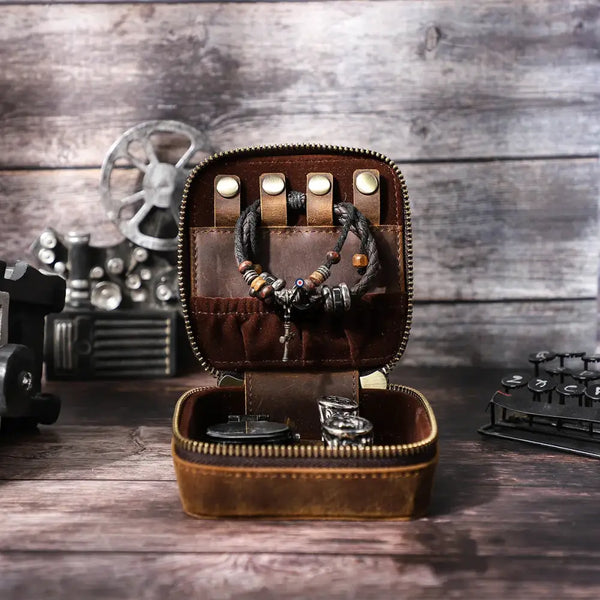 Boîte à Bijoux en Cuir personnalisable – Voyager Nova - [] - boite bijoux personnalisable - Cadeau, Noël, Anniversaire, Original, Fête des pères, fête des mères - Atelier Atypique