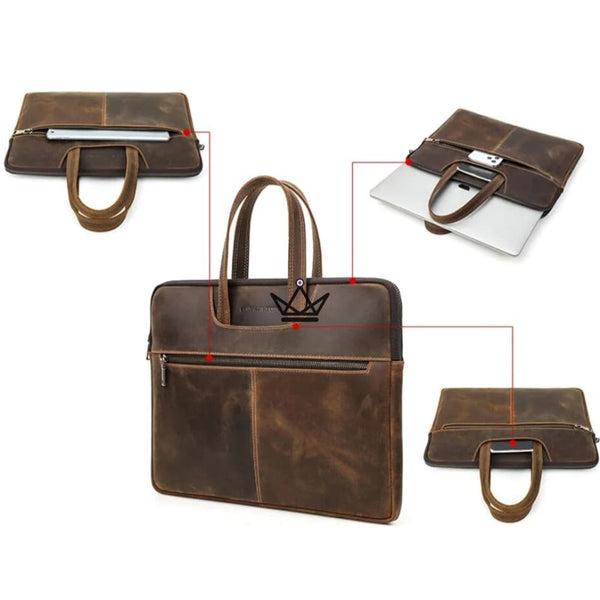 Sacoche de travail en cuir personnalisable - Edison -  - Sacoche personnalisable - Cadeau, Noël, Anniversaire, Original - Atelier Atypique