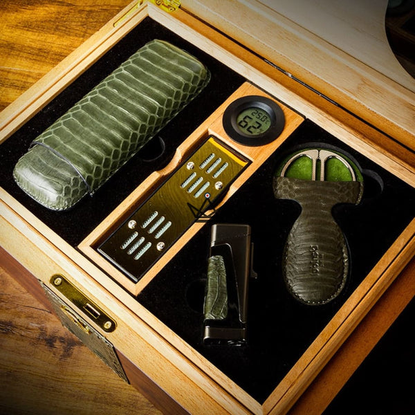 Coffret Cave a cigare et accessoires - Aurelius Luxe -  - coffret cigare - Cadeau, Noël, Anniversaire, Original - Atelier Atypique