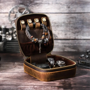 Boîte à Bijoux en Cuir personnalisable – Voyager Nova - [] - boite bijoux personnalisable - Cadeau, Noël, Anniversaire, Original, Fête des pères, fête des mères - Atelier Atypique