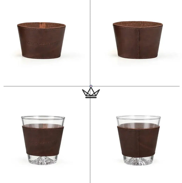 Manchette en cuir personnalisable pour verre à whisky - Voyageur Sleeve - [] - manchette a verre personnalisable - Cadeau, Noël, Anniversaire, Original, Fête des pères, fête des mères - Atelier Atypique