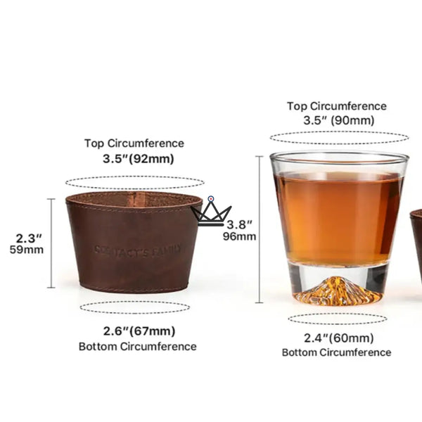 Manchette en cuir personnalisable pour verre à whisky - Voyageur Sleeve - [] - manchette a verre personnalisable - Cadeau, Noël, Anniversaire, Original, Fête des pères, fête des mères - Atelier Atypique
