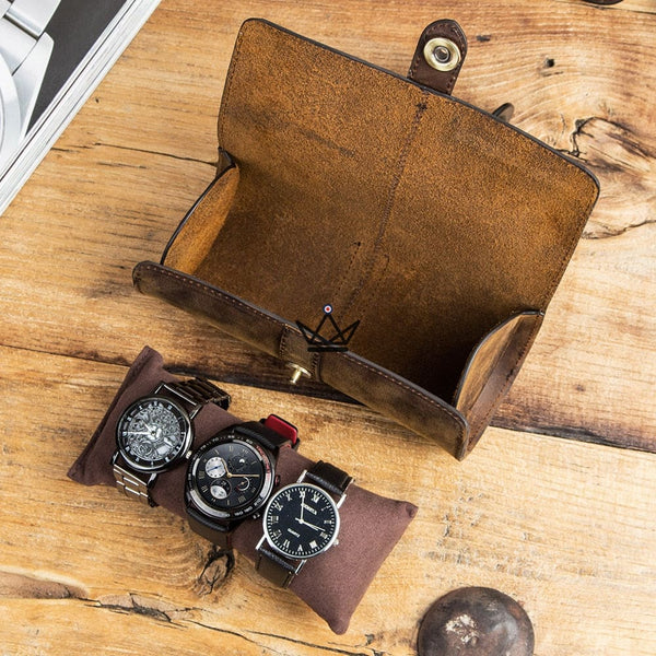 Etui de voyage pour montre automatique en cuir - ChronoGuard (personnalisable) -  - etui montre personnalisable - Cadeau, Noël, Anniversaire, Original - Atelier Atypique