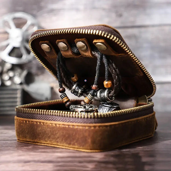 Boîte à Bijoux en Cuir personnalisable – Voyager Nova - [] - boite bijoux personnalisable - Cadeau, Noël, Anniversaire, Original, Fête des pères, fête des mères - Atelier Atypique