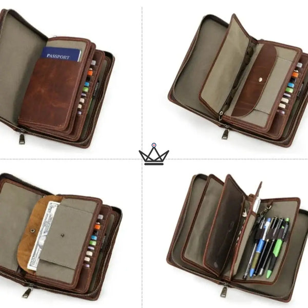 Organiseur de luxe en cuir - Voyageur Clutch (personnalisable) -  - porte-carte personnalisable - Cadeau, Noël, Anniversaire, Original, Fête des pères, fête des mères - Atelier Atypique