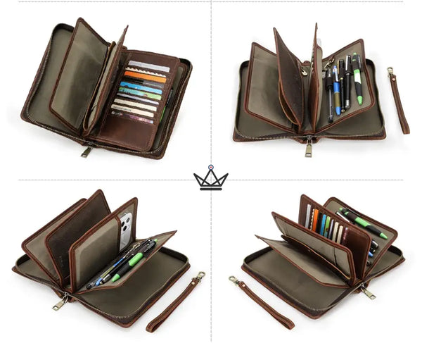 Organiseur de luxe en cuir - Voyageur Clutch (personnalisable) -  - porte-carte personnalisable - Cadeau, Noël, Anniversaire, Original, Fête des pères, fête des mères - Atelier Atypique