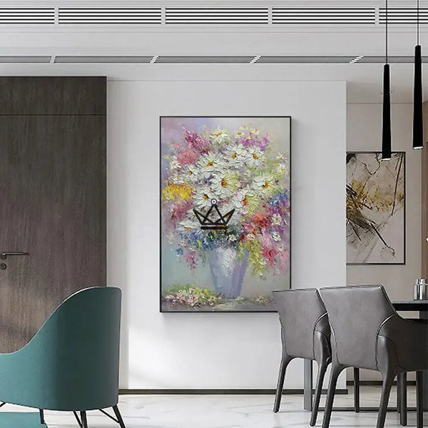 Peinture à l'huile sur toile XXL - Éclat Floral -  - toile - Cadeau, Noël, Anniversaire, Original, Fête des pères, fête des mères - Atelier Atypique