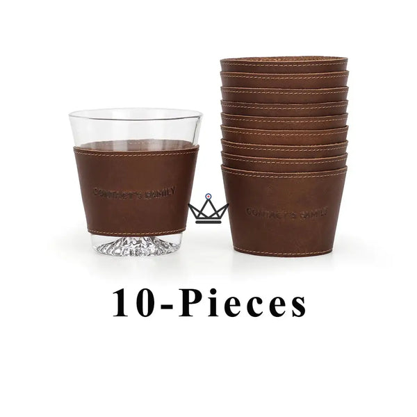 Manchette en cuir personnalisable pour verre à whisky - Voyageur Sleeve - [] - manchette a verre personnalisable - Cadeau, Noël, Anniversaire, Original, Fête des pères, fête des mères - Atelier Atypique