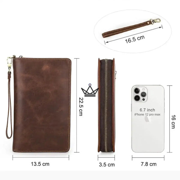 Organiseur de luxe en cuir - Voyageur Clutch (personnalisable) -  - porte-carte personnalisable - Cadeau, Noël, Anniversaire, Original, Fête des pères, fête des mères - Atelier Atypique