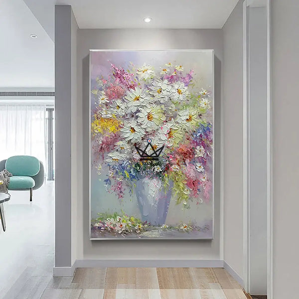 Peinture à l'huile sur toile XXL - Éclat Floral -  - toile - Cadeau, Noël, Anniversaire, Original, Fête des pères, fête des mères - Atelier Atypique