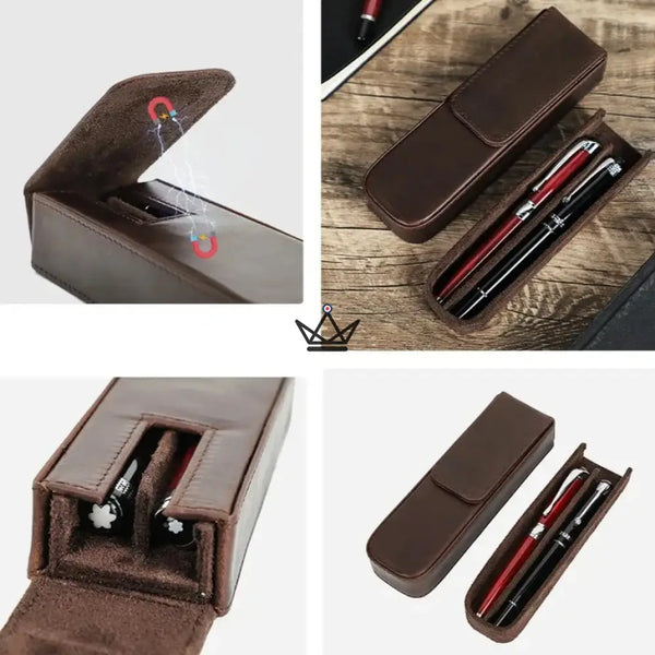 Etui en cuir de luxe pour stylo plume - Magnus (personnalisable) -  - etui stylo personnalisable - Cadeau, Noël, Anniversaire, Original, Fête des pères, fête des mères - Atelier Atypique