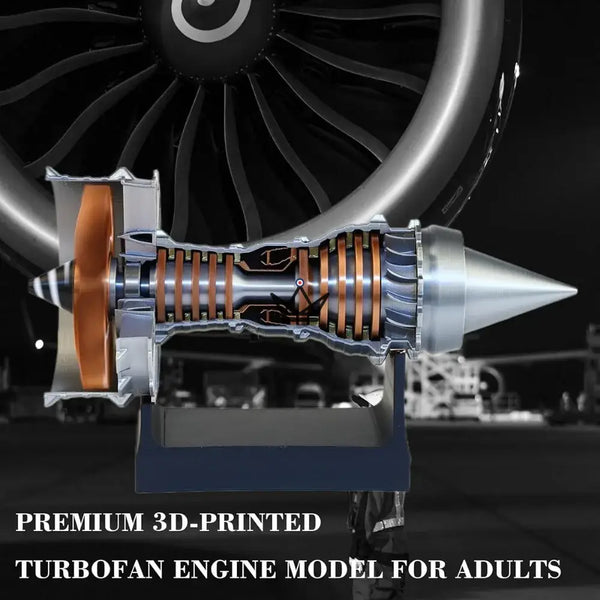 Maquette réacteur d'avion turbofan en coupe, kit 3D - AEROS