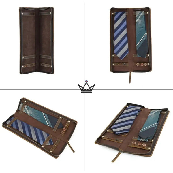 Etui à cravates en cuir personnalisable - Voyageur Windsor - [] - etui cravate personnalisable - Cadeau, Noël, Anniversaire, Original, Fête des pères, fête des mères - Atelier Atypique