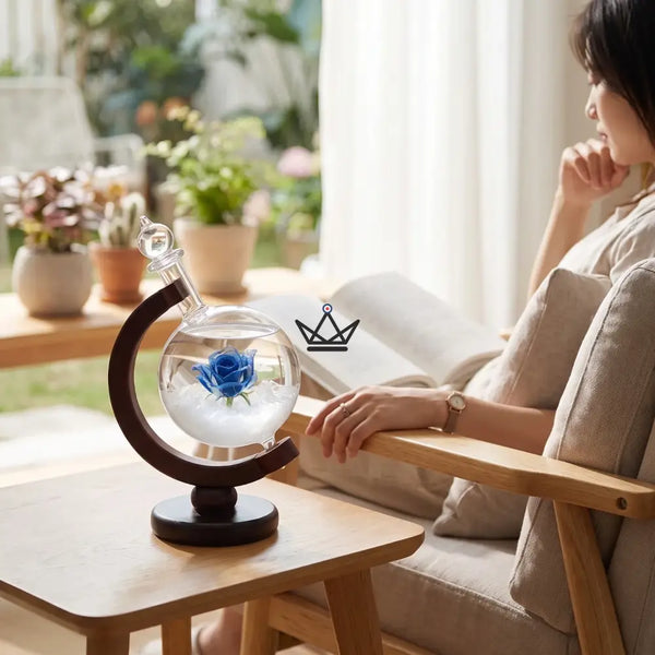 Baromètre à cristaux globe en verre storm glass - AURORE