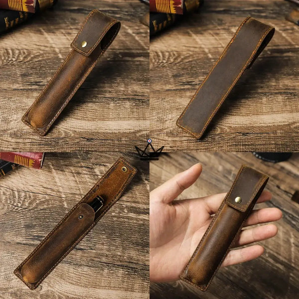 Etui en cuir de luxe pour stylo plume - Voyageur Valet (personnalisable) -  - etui stylo personnalisable - Cadeau, Noël, Anniversaire, Original, Fête des pères, fête des mères - Atelier Atypique