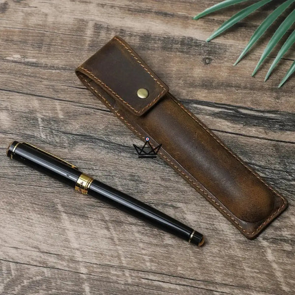 Etui en cuir de luxe pour stylo plume - Voyageur Valet (personnalisable) -  - etui stylo personnalisable - Cadeau, Noël, Anniversaire, Original, Fête des pères, fête des mères - Atelier Atypique