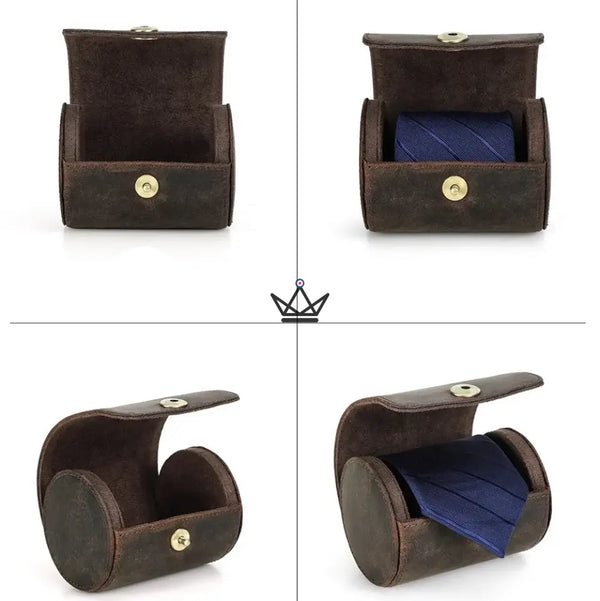 Étui à cravates en cuir personnalisable, 1 ou 2 cravates - Voyageur ASCOT