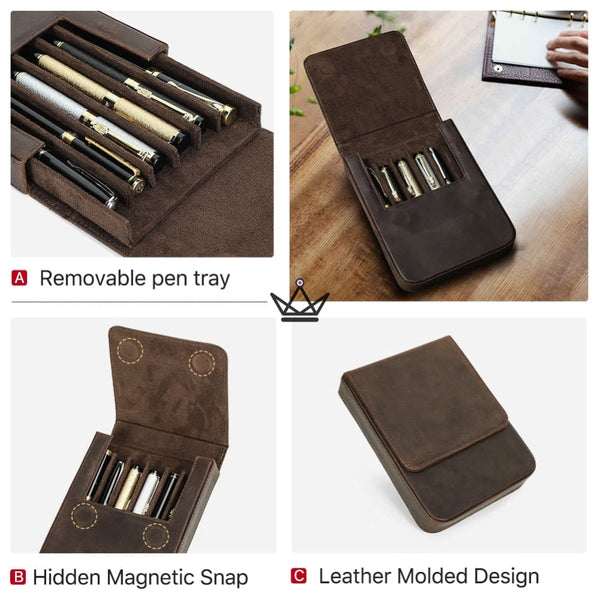 Etui en cuir de luxe pour stylo plume - Magnus (personnalisable) -  - etui stylo personnalisable - Cadeau, Noël, Anniversaire, Original - Atelier Atypique