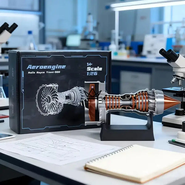 Maquette réacteur d'avion turbofan en coupe, kit 3D - AEROS