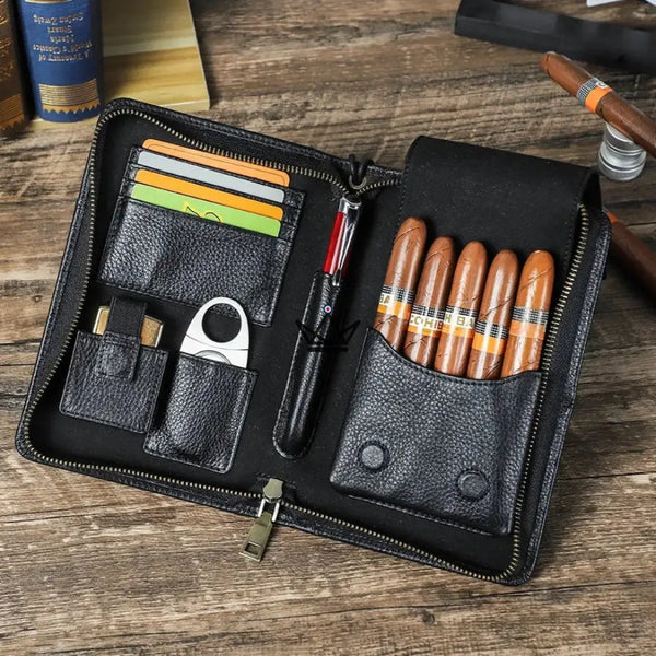 Étui à Cigares en Cuir Personnalisable - Voyageur Tempo -  - etui cigare personnalisable - Cadeau, Noël, Anniversaire, Original, Fête des pères, fête des mères - Atelier Atypique