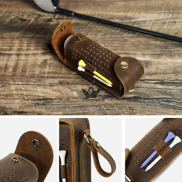 Étui à balle de golf en cuir personnalisable – Voyageur Tee Golf - [] - sac golf personnalisable - Cadeau, Noël, Anniversaire, Original, Fête des pères, fête des mères - Atelier Atypique