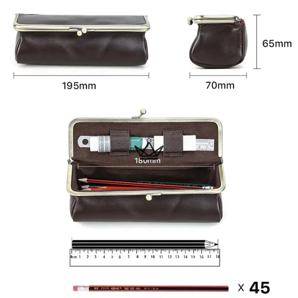 Trousse en Cuir Personnalisable Fermoir Vintage - Voyageur SCRIPT