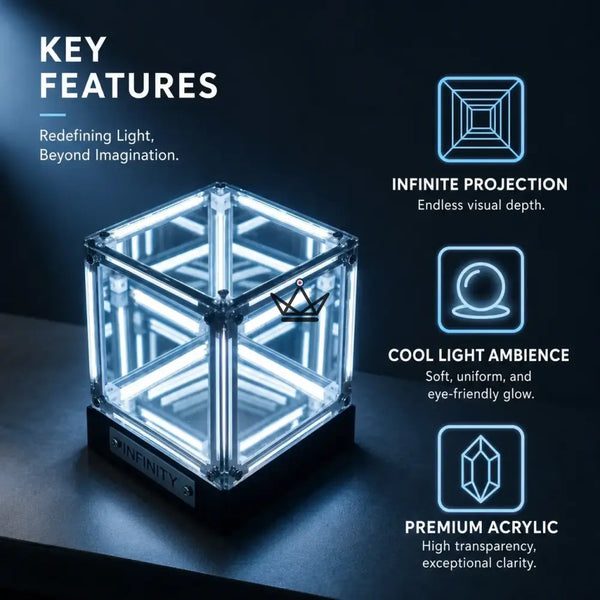 Lampe hypercube LED effet miroir infini rechargeable - QUANTA