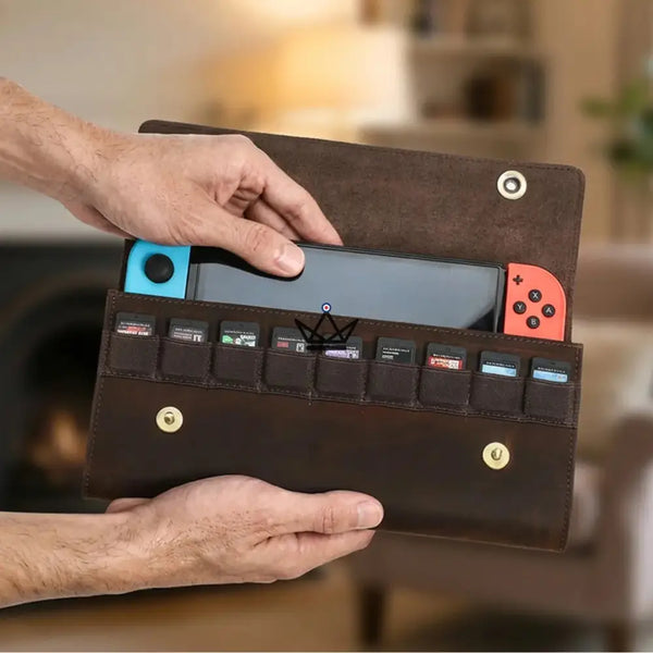Étui Cuir personnalisable Nintendo Switch 1ʳᵉ & 2ᵉ génération — VOYAGEUR Mario