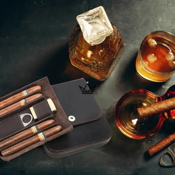 Étui à cigares en cuir personnalisable - Voyageur Quad -  - etui cigare personnalisable - Cadeau, Noël, Anniversaire, Original, Fête des pères, fête des mères - Atelier Atypique