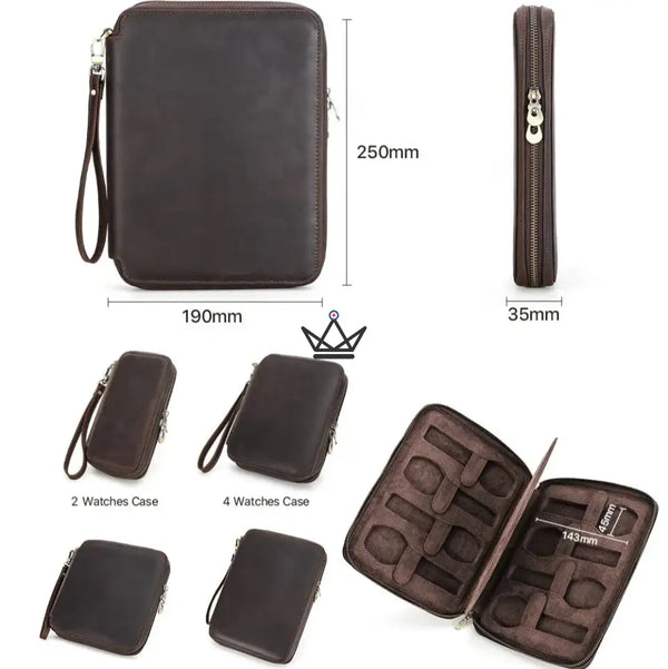 Étui de Voyage en Cuir pour Montres personnalisable – Voyager Keeper - [] - etui montre personnalisable - Cadeau, Noël, Anniversaire, Original, Fête des pères, fête des mères - Atelier Atypique