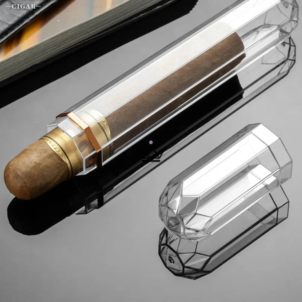 Tube à cigare en acrylique transparent – Prisme - [] - etui cigare - Cadeau, Noël, Anniversaire, Original, Fête des pères, fête des mères - Atelier Atypique