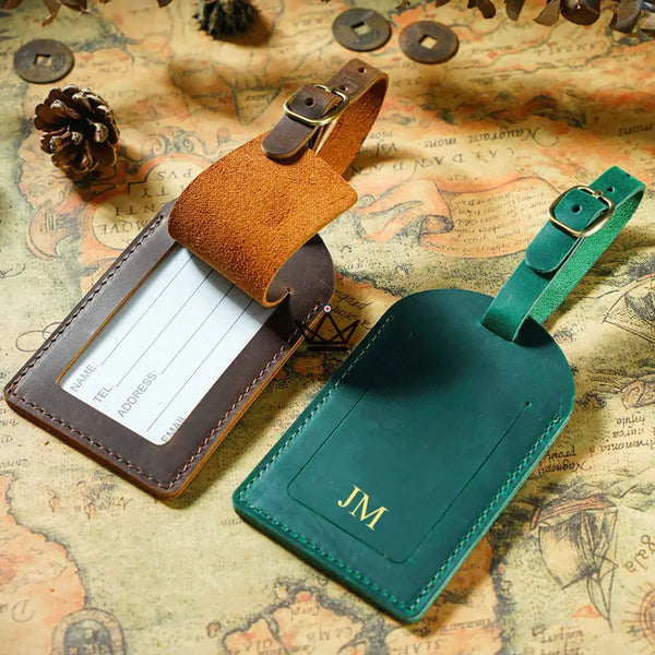 Étiquette à Bagage personnalisable en Cuir – Voyageur Tag