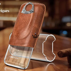 Étui à Cigares Cuir & Acrylique - Vanguard - [] - etui cigare - Cadeau, Noël, Anniversaire, Original, Fête des pères, fête des mères - Atelier Atypique