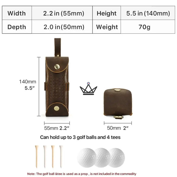 Étui à balle de golf en cuir personnalisable – Voyageur Tee Golf - [] - sac golf personnalisable - Cadeau, Noël, Anniversaire, Original, Fête des pères, fête des mères - Atelier Atypique