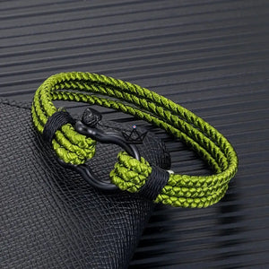 Bracelet cordage tressé à manille marine en acier noir - BOSCO - ["maj-desc","maj-filtre"] - bracelet - Cadeau, Noël, Anniversaire, Original, Fête des pères, fête des mères - Atelier Atypique