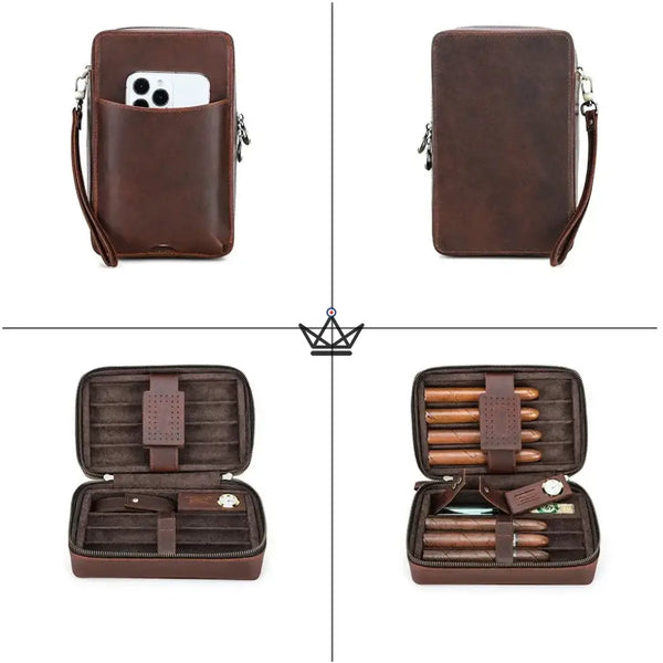 Étui à cigares en cuir personnalisable - Voyageur Sélection -  - etui cigare personnalisable - Cadeau, Noël, Anniversaire, Original, Fête des pères, fête des mères - Atelier Atypique