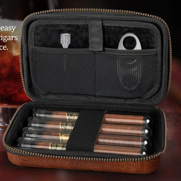 Étui à Cigares en Cuir avec accessoires - Callisto Lux - [] - etui cigare - Cadeau, Noël, Anniversaire, Original, Fête des pères, fête des mères - Atelier Atypique