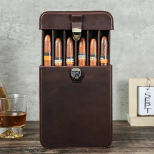 Étui à cigares en cuir personnalisable - Voyageur Slice -  - etui cigare personnalisable - Cadeau, Noël, Anniversaire, Original - Atelier Atypique