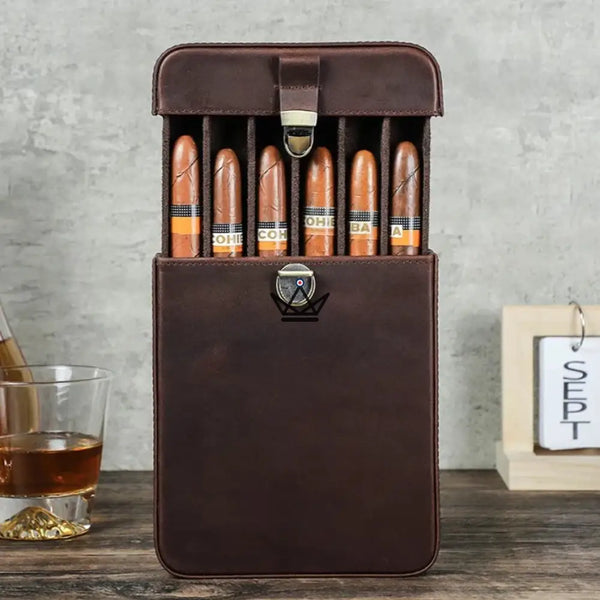 Étui à cigares en cuir personnalisable - Voyageur Slice -  - etui cigare personnalisable - Cadeau, Noël, Anniversaire, Original - Atelier Atypique