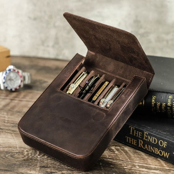 Etui en cuir de luxe pour stylo plume - Magnus (personnalisable) -  - etui stylo personnalisable - Cadeau, Noël, Anniversaire, Original - Atelier Atypique