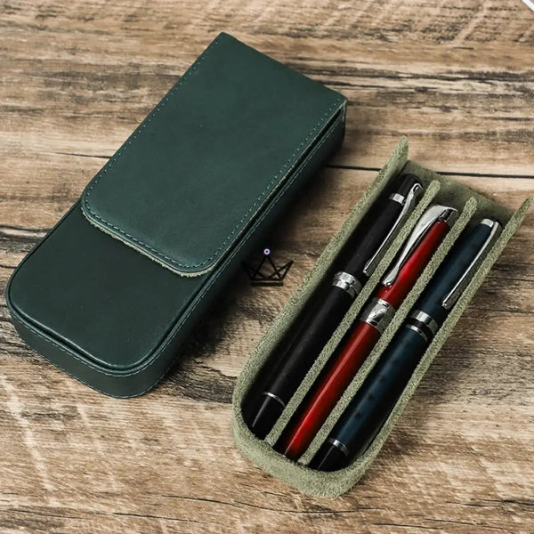 Étui 3 stylos en cuir personnalisable avec plateau amovible — Voyageur TERCET – 2/18
