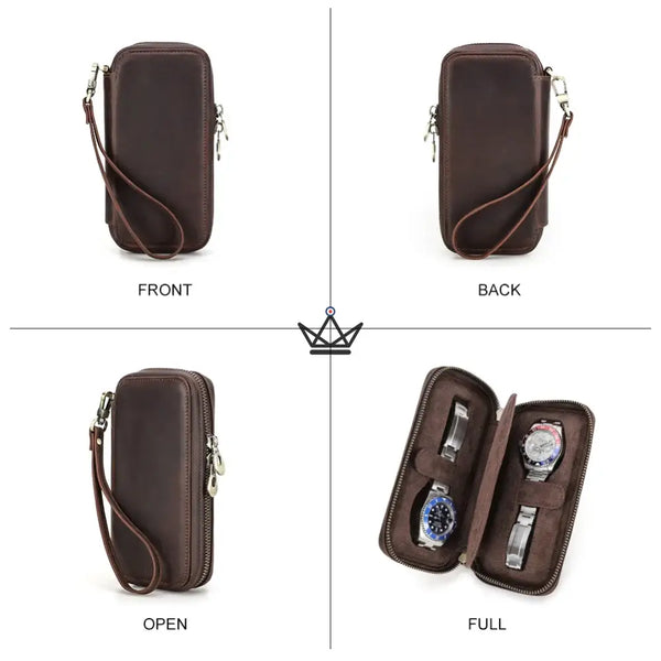 Étui de Voyage en Cuir pour Montres personnalisable – Voyager Keeper - [] - etui montre personnalisable - Cadeau, Noël, Anniversaire, Original, Fête des pères, fête des mères - Atelier Atypique