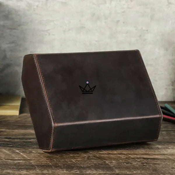 Etui de voyage personnalisable pour montre automatique en cuir - Voyageur Hexagone - ["Maroquinerie Personnalisable"] - etui montre personnalisable - Cadeau, Noël, Anniversaire, Original, Fête des pères, fête des mères - Atelier Atypique